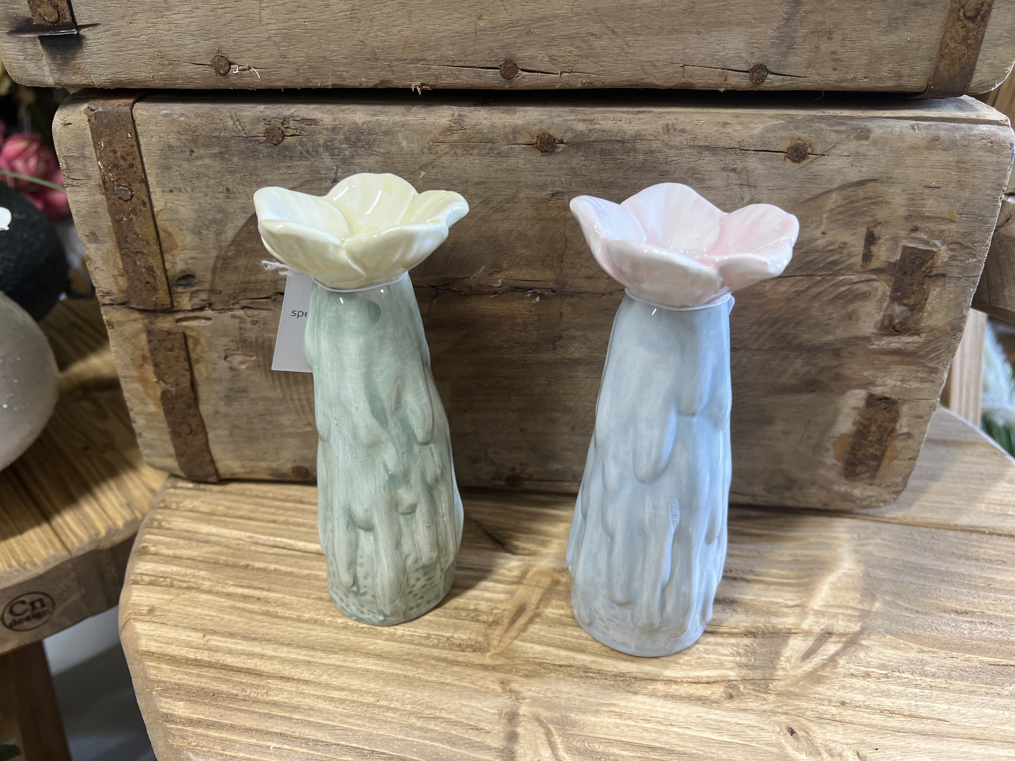 Speedtsberg, Vase med blomst, D6 x H15 cm. (grn/bl)