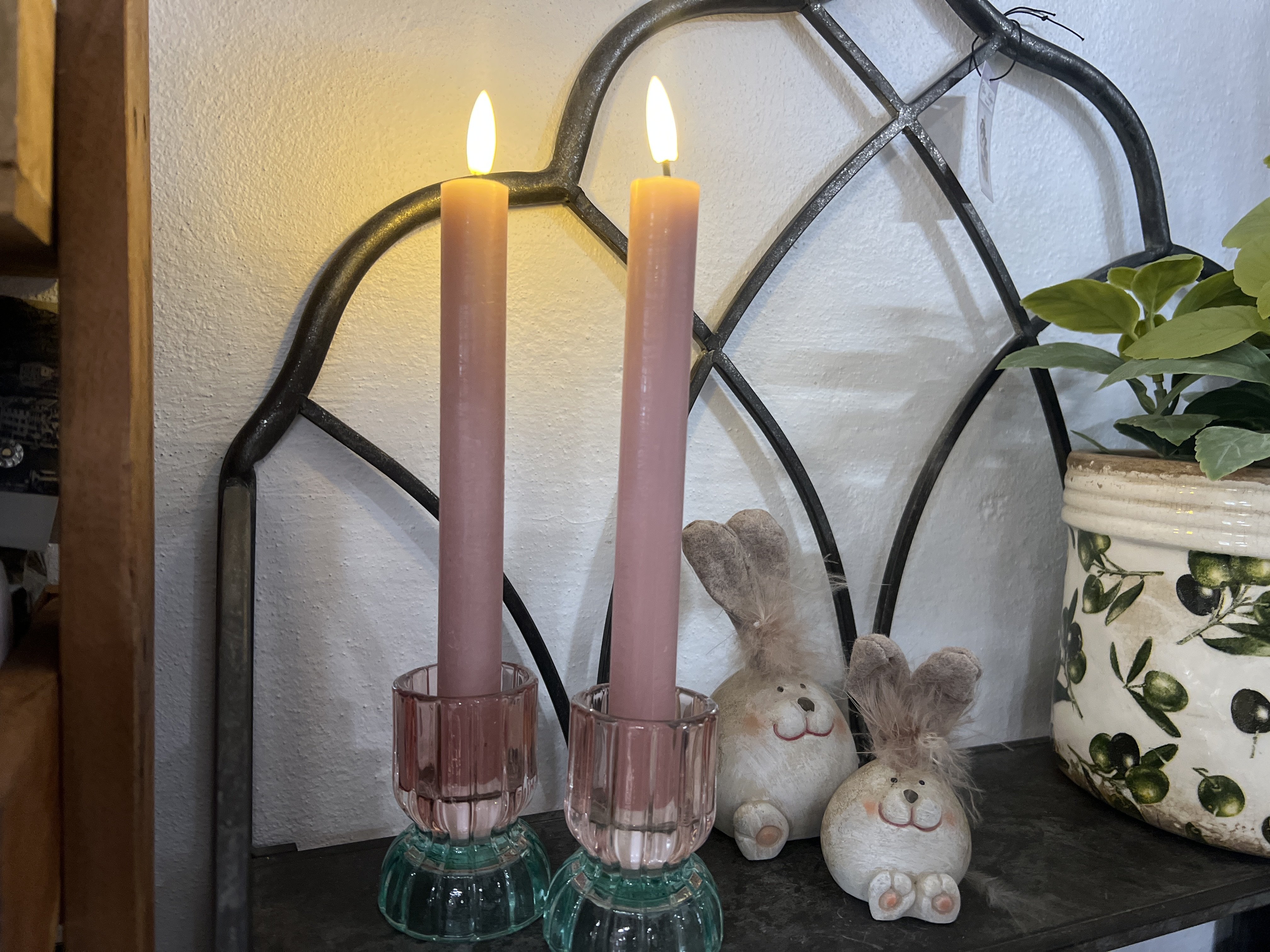 DEKO FLORALE, Kronelys (24 cm.) LED, lyserd, 2 stk., 2. sortering