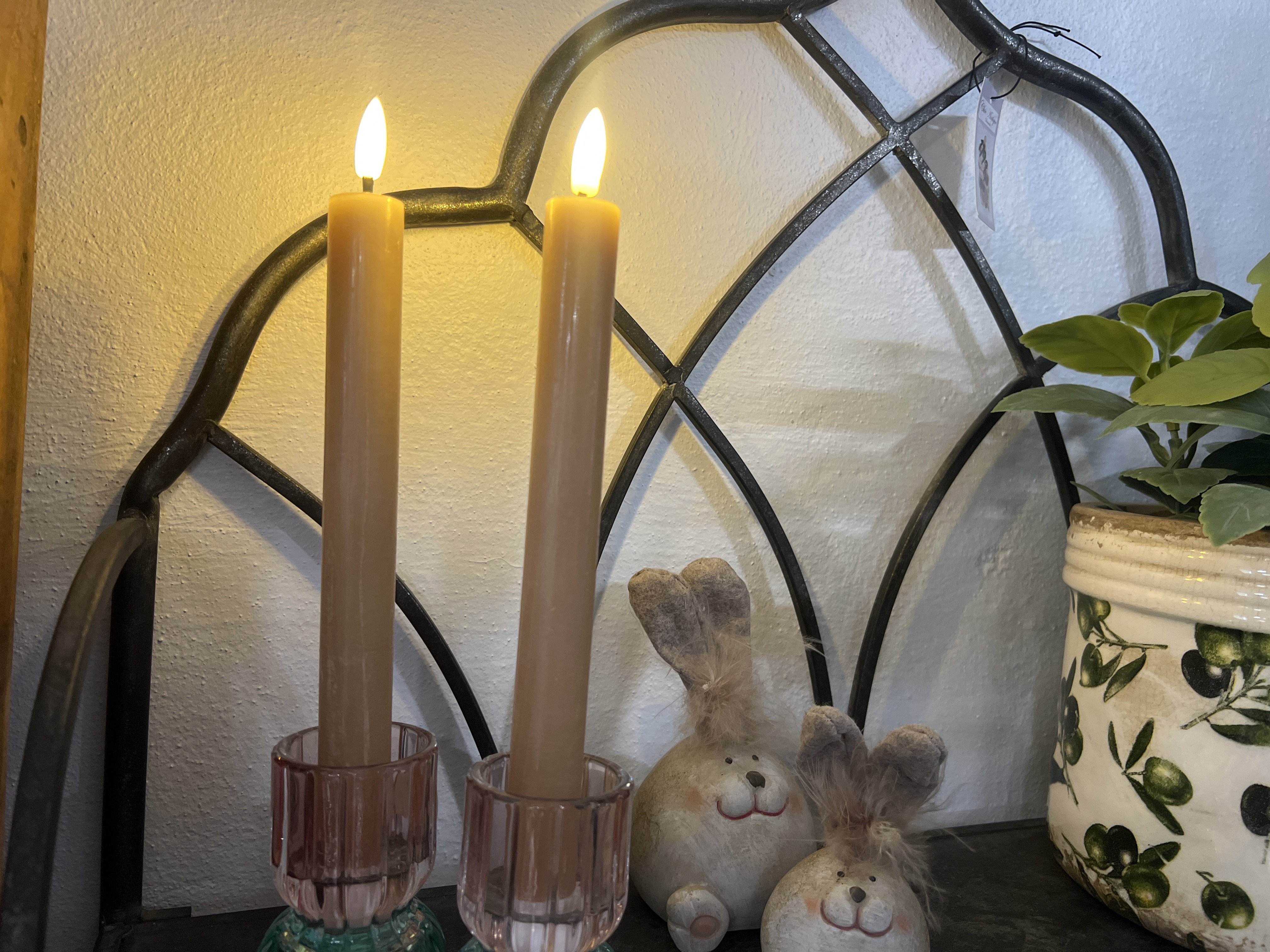 DEKO FLORALE, Kronelys (24 cm.) LED, coffee, 2 stk., 2. sortering