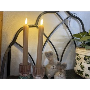 DEKO FLORALE, Kronelys (24 cm.) LED, coffee, 2 stk., 2. sortering