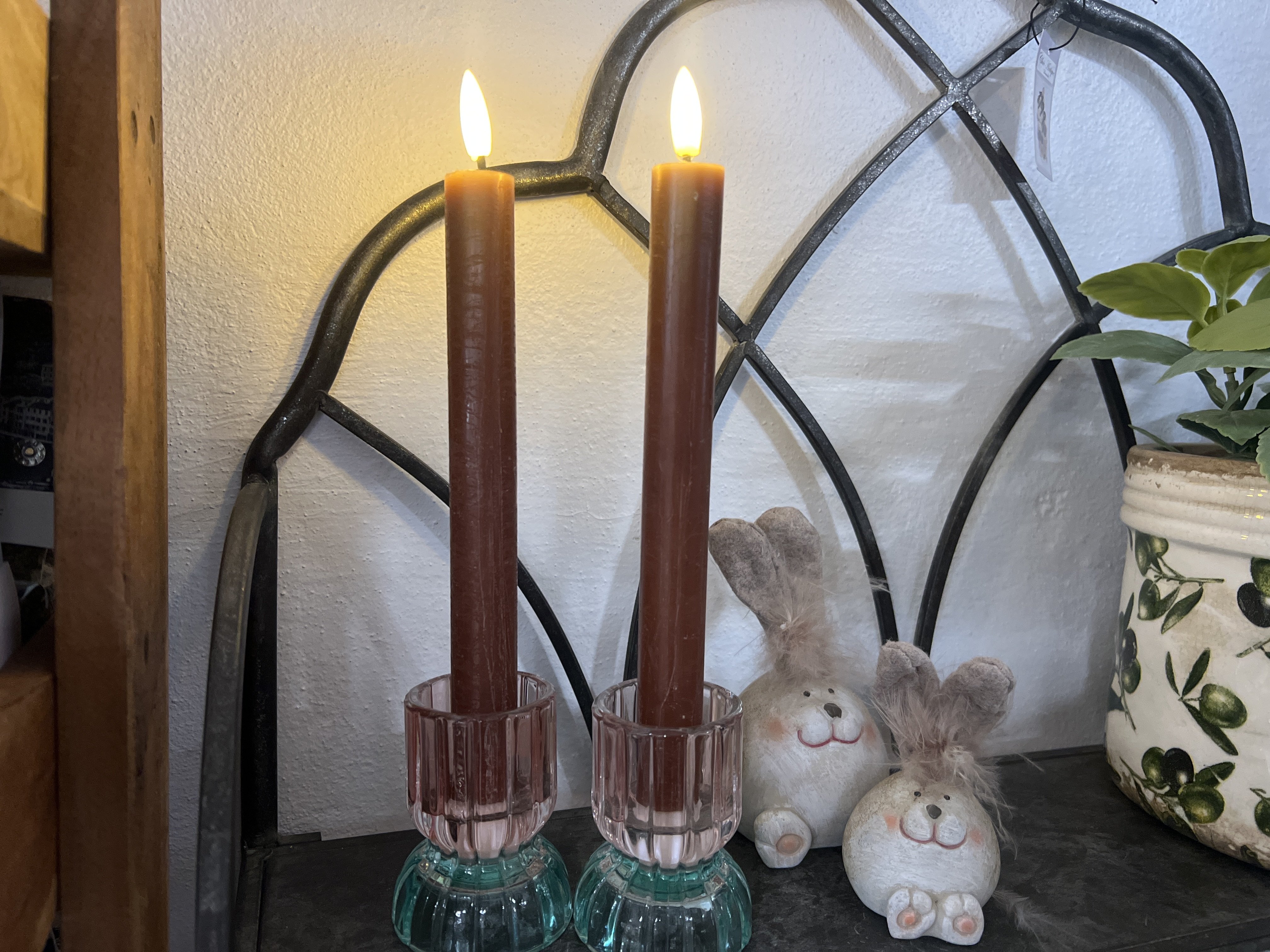 DEKO FLORALE, Kronelys (24 cm.) LED, brun, 2 stk., 2. sortering