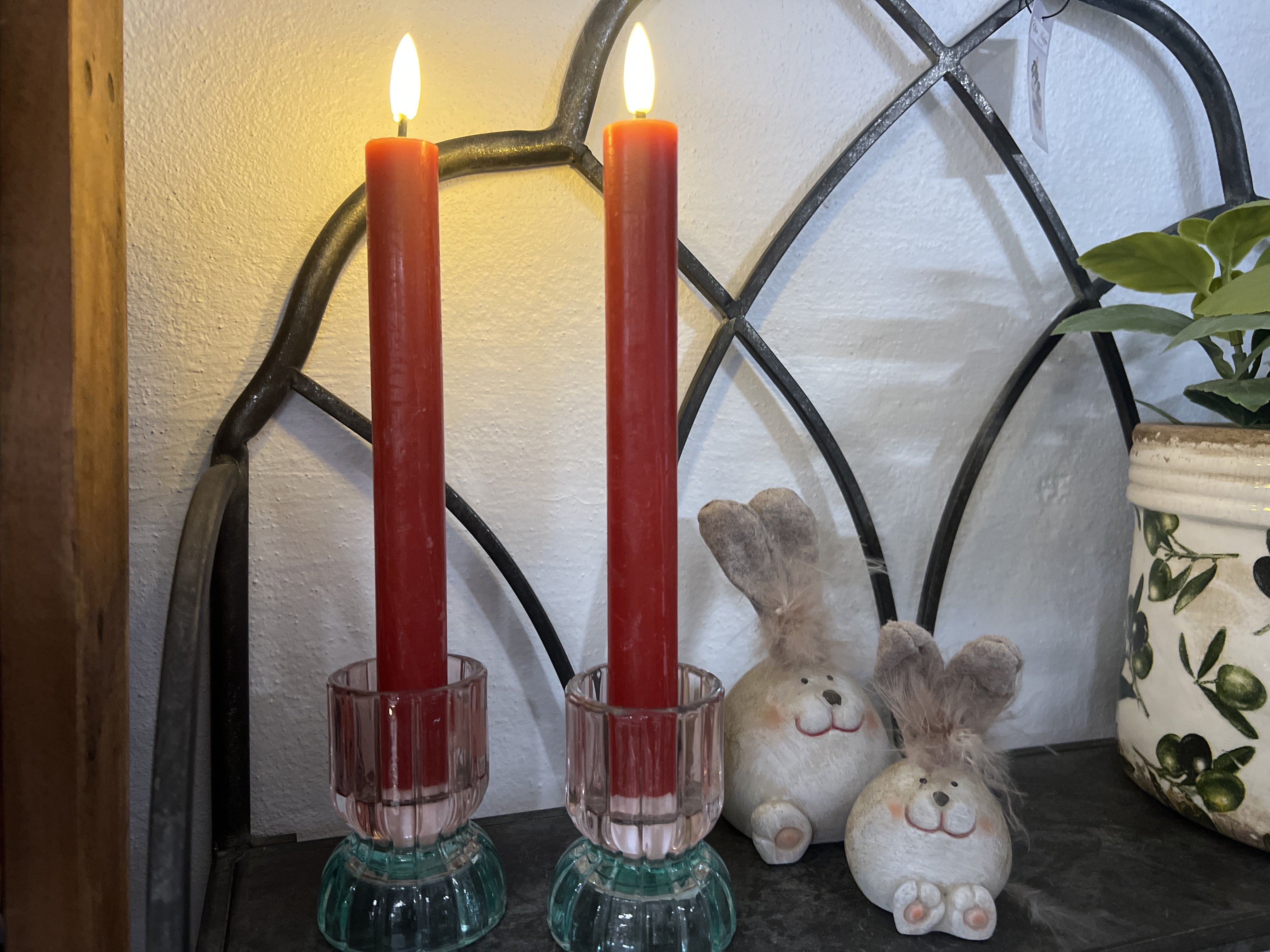 DEKO FLORALE, Kronelys (24 cm.) LED, rd, 2 stk., 2. sortering