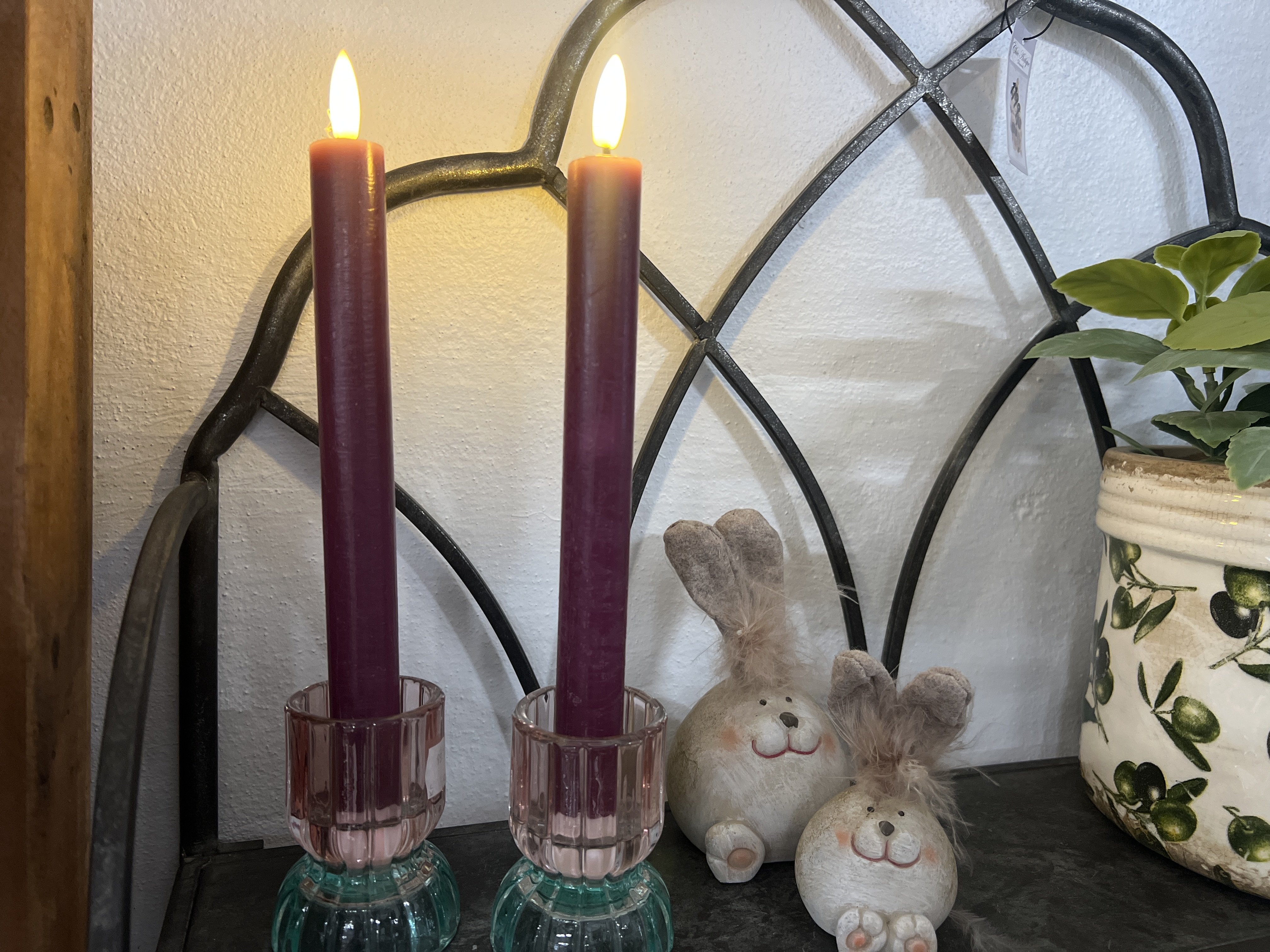 DEKO FLORALE, Kronelys (24 cm.) LED, lilla, 2 stk., 2. sortering
