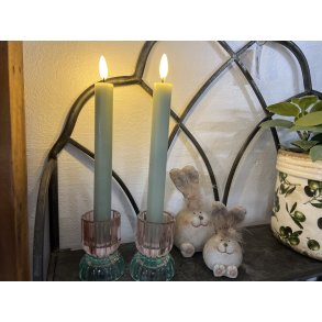 DEKO FLORALE, Kronelys (24 cm.) LED, lyse grn, 2 stk., 2. sortering