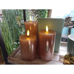 DEKO FLORALE, Bloklys LED, brun, 7 cm. i diameter