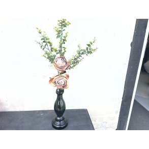 DEKO FLORALE, Lysestage (krone/bedelys) i genbrugsglas, bl/grn