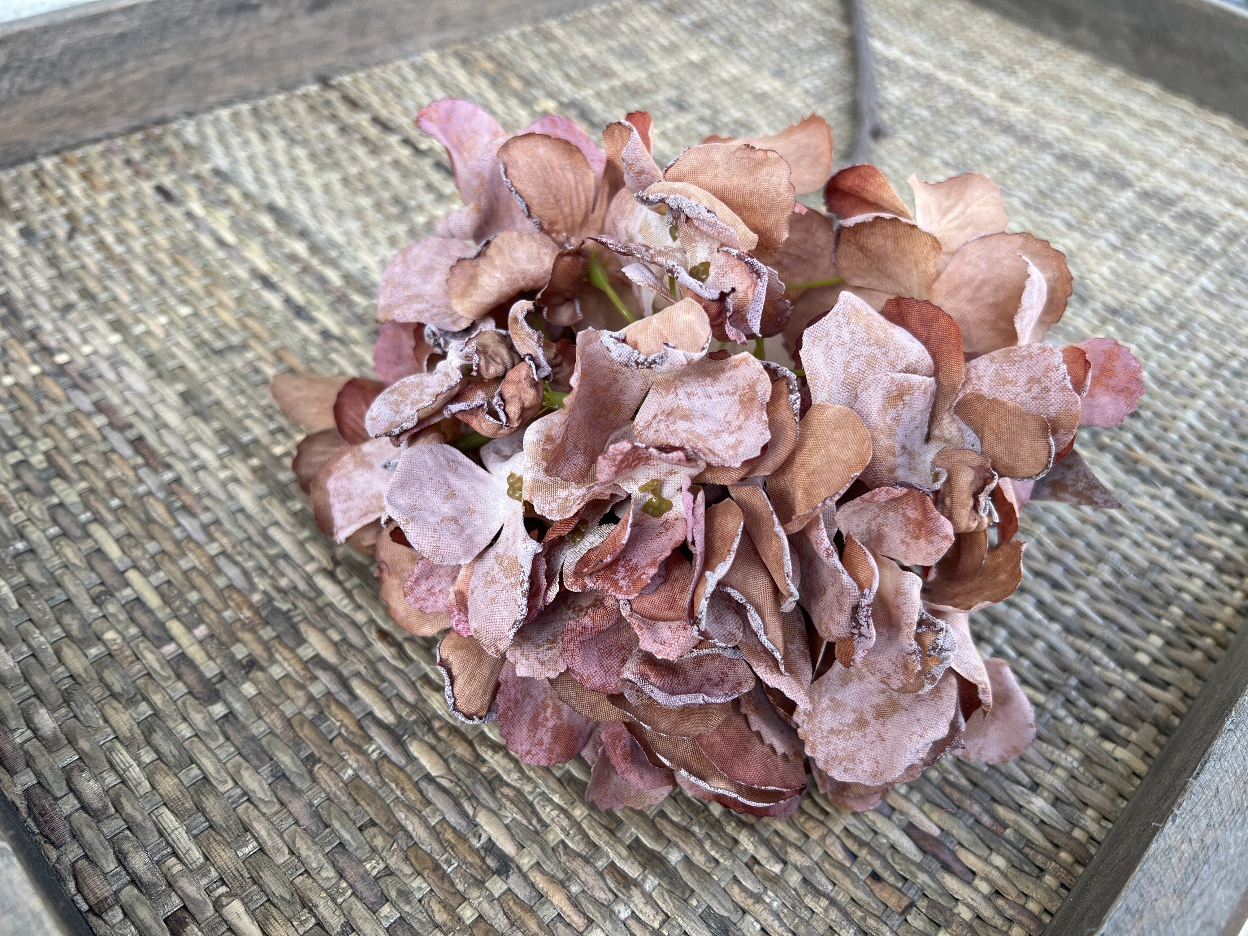 DEKO FLORALE, Kunstig hortensia, 48 cm, rust rd