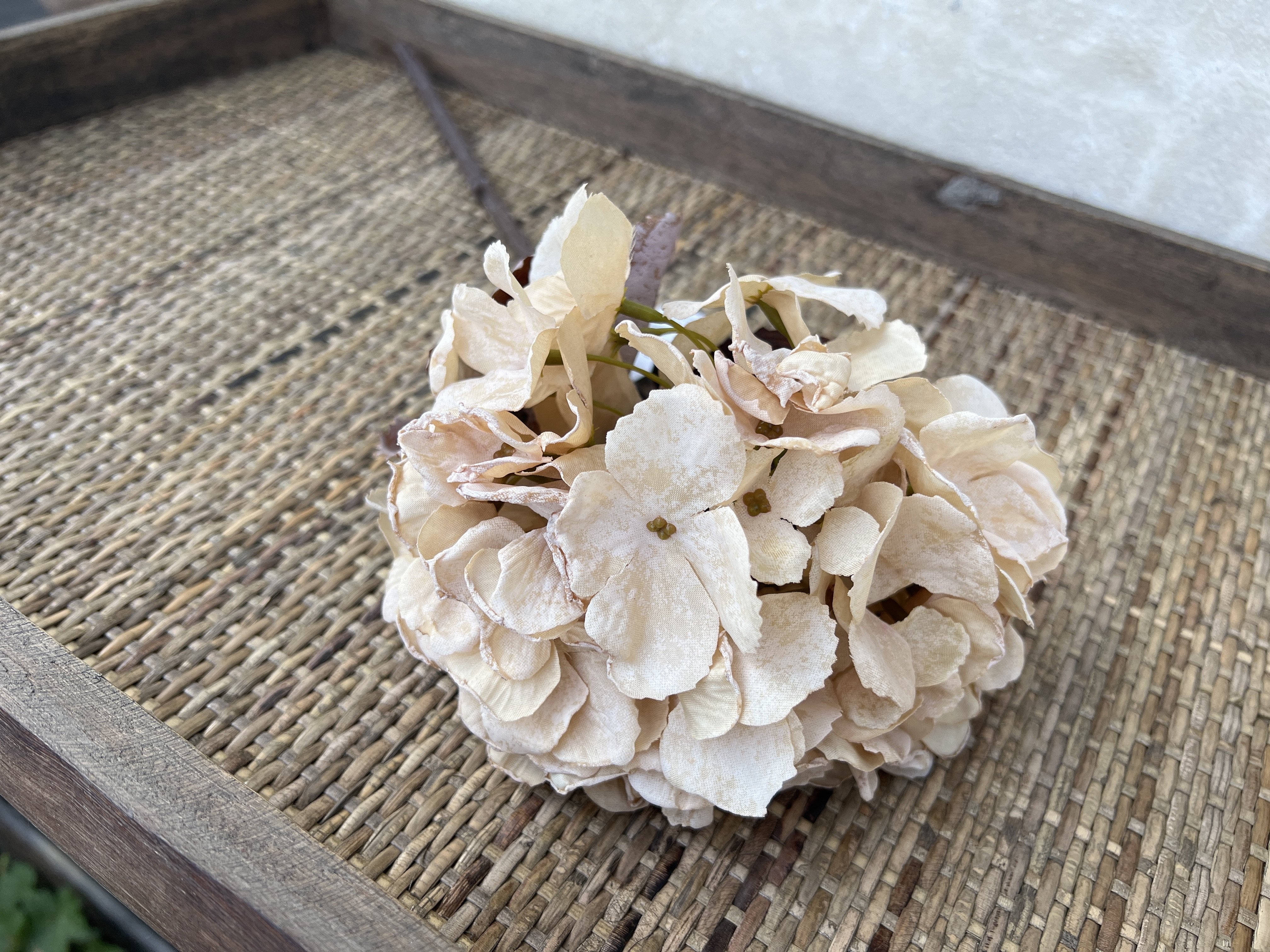 DEKO FLORALE, Kunstig hortensia, 48 cm, creme