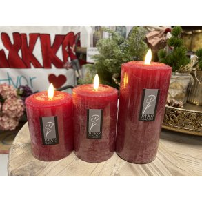 DEKO FLORALE, Bloklys LED, bordeaux, 7,6 cm. i diameter