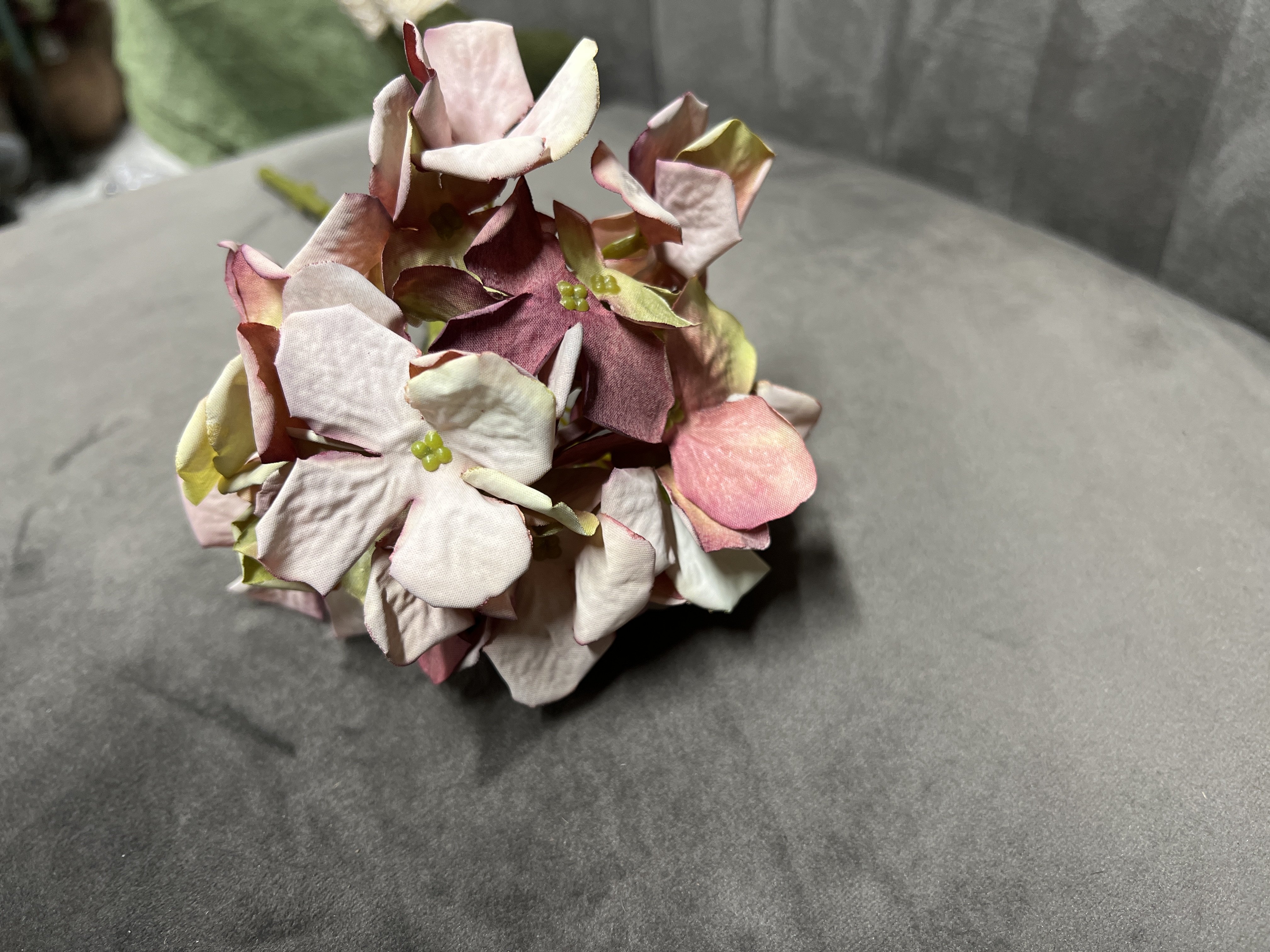 DEKO FLORALE, Kunstig hortensia, 50 cm, lyserd/grn