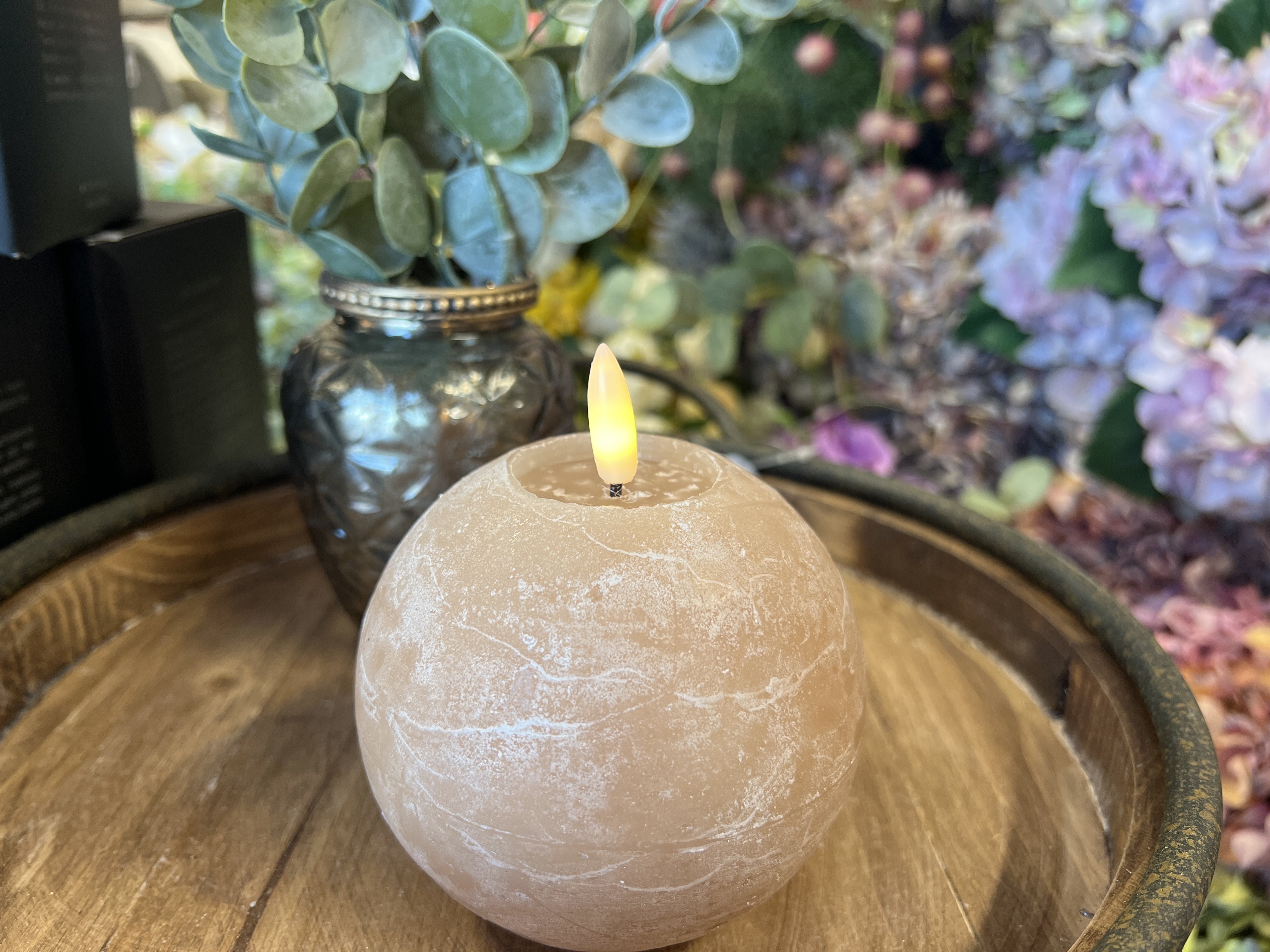 DEKO FLORALE, Kugle-lys, LED, coffee, 10 cm. i diameter