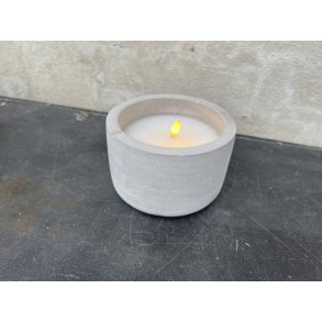 DEKO FLORALE, LED-lys i betonkar, D12 x H8 cm.