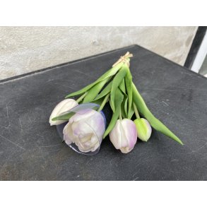 DEKO FLORALE, Kunstig tulipan bundt (naturtro), 4 stk., 23 cm, lavendel