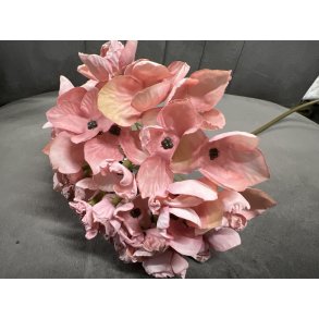 DEKO FLORALE, Kunstig hortensia, 40 cm, gammel rosa