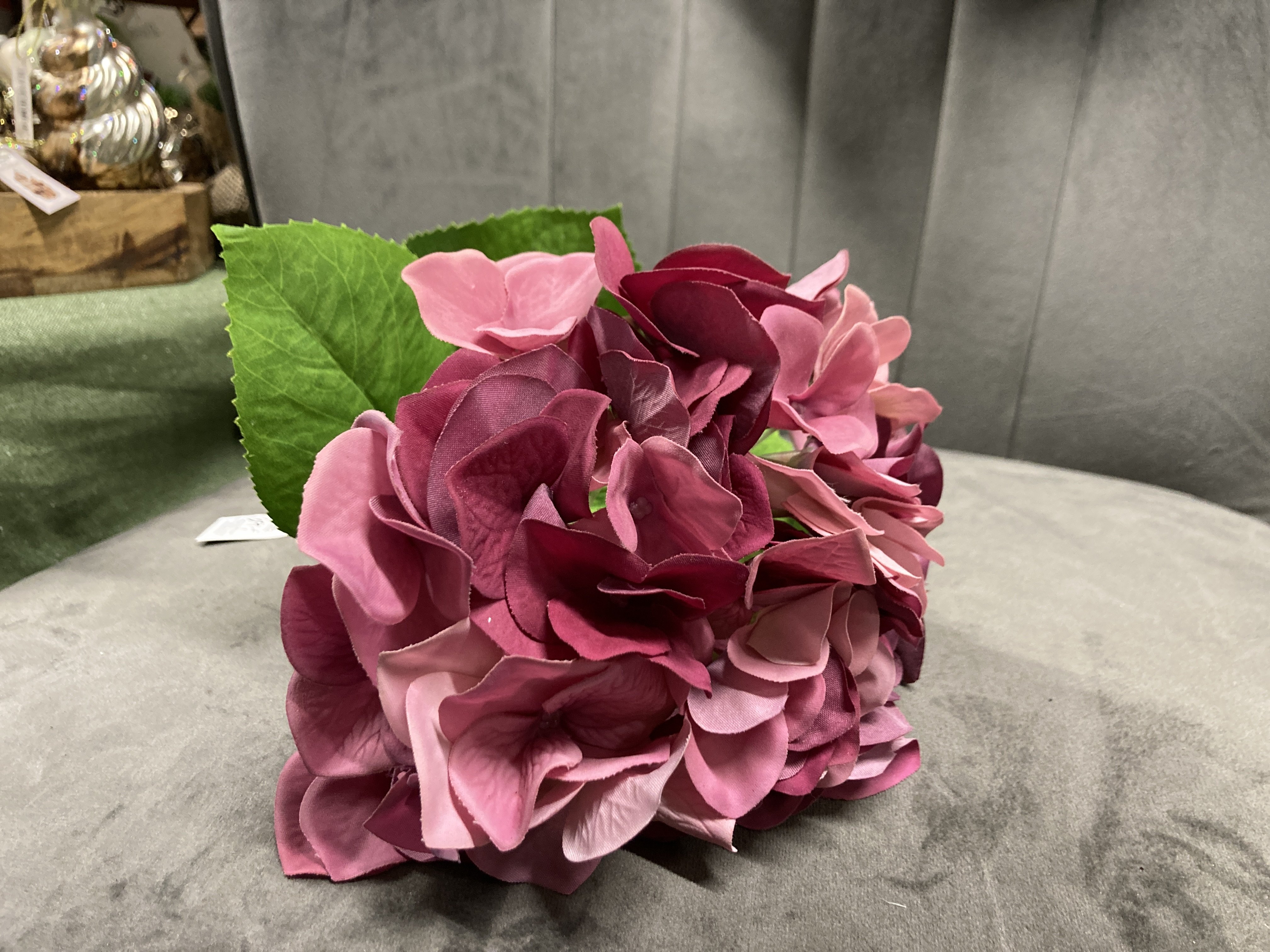 DEKO FLORALE, Kunstig hortensia, 46 cm, Fuchsia-pink, real touch