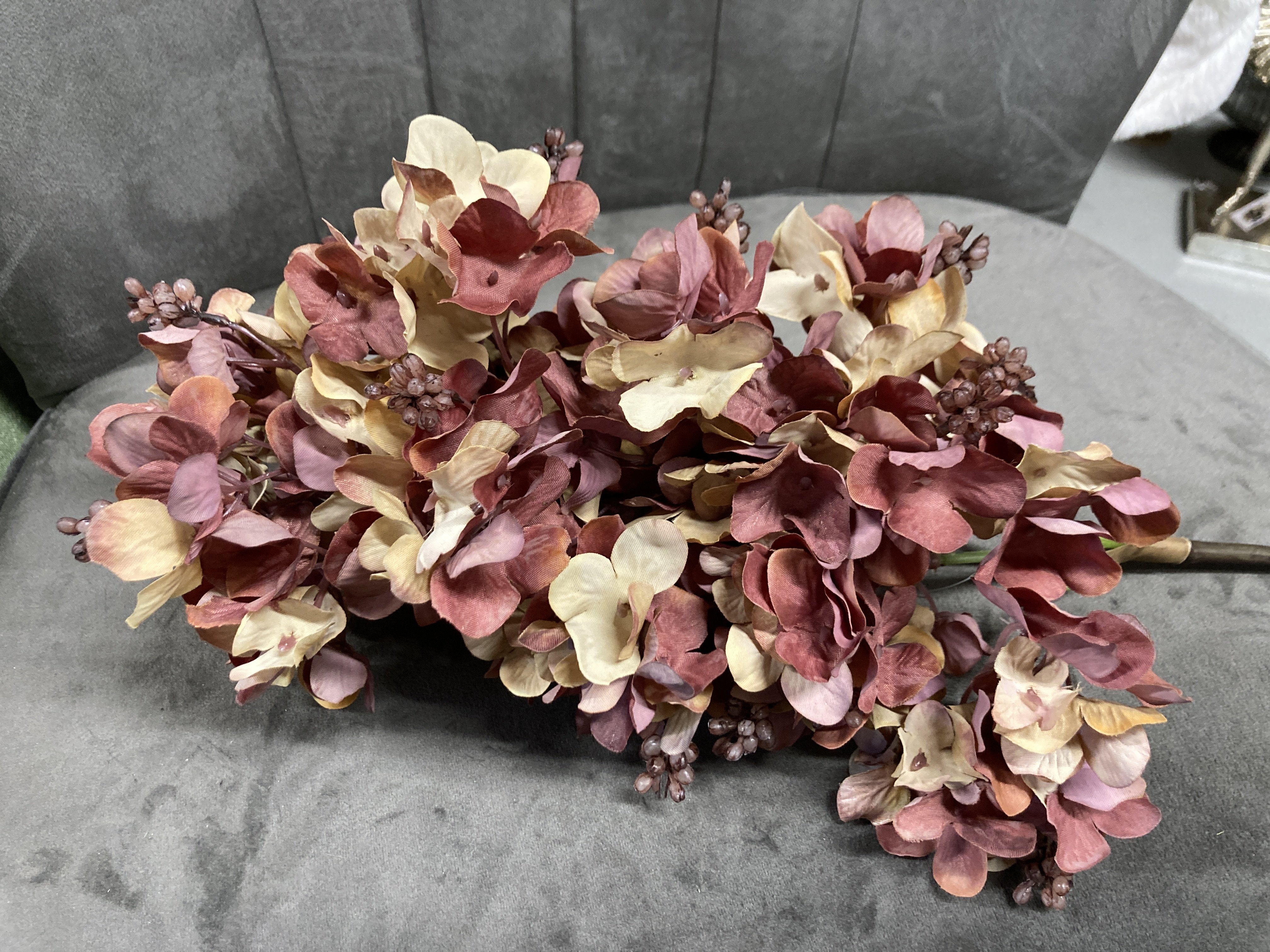 DEKO FLORALE, Kunstig hortensia, 91 cm, Bordeaux