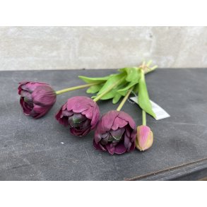 DEKO FLORALE, Kunstig tulipan, lilla (naturtro), 5 stk. 35cm. 