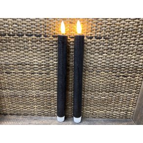 DEKO FLORALE, Kronelys LED, Sort, 2 stk.