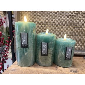 DEKO FLORALE, Bloklys LED, mrk grn, 7,6 cm. i diameter