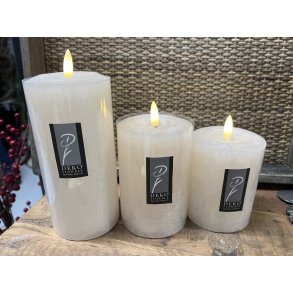 DEKO FLORALE, Bloklys LED, beige, 7,6 cm. i diameter