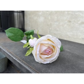 DEKO FLORALE, Rose, 1 blomst, 1 knop, 42 cm, bld pink