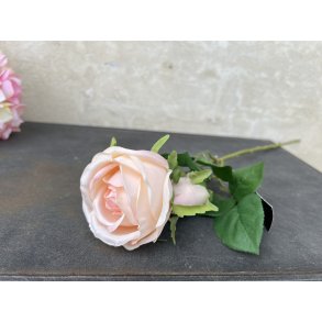 DEKO FLORALE, Rose, 1 blomst, 1 knop, 42 cm, fersken