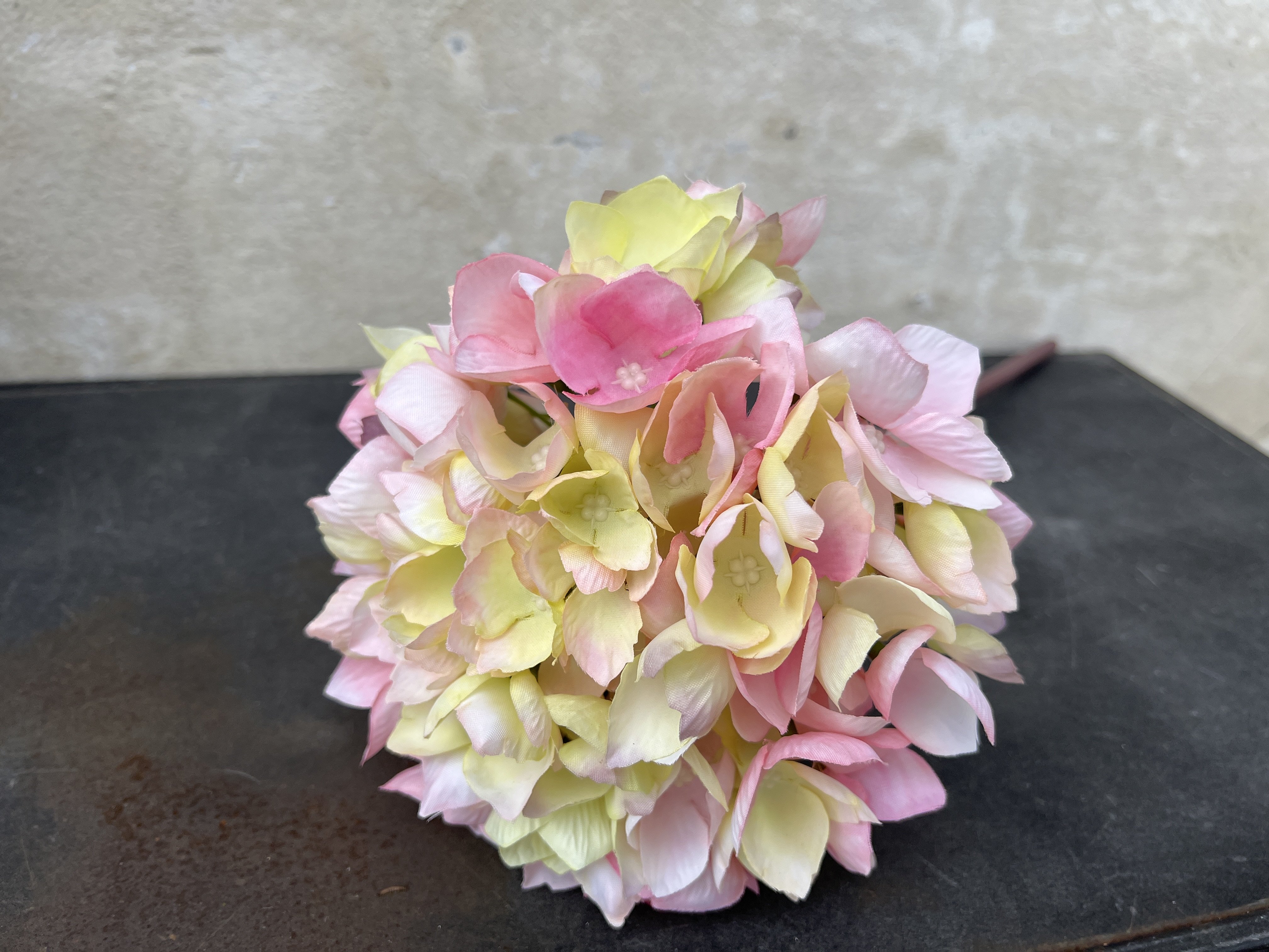 DEKO FLORALE, Kunstig hortensia, 47 cm, hvid/pink