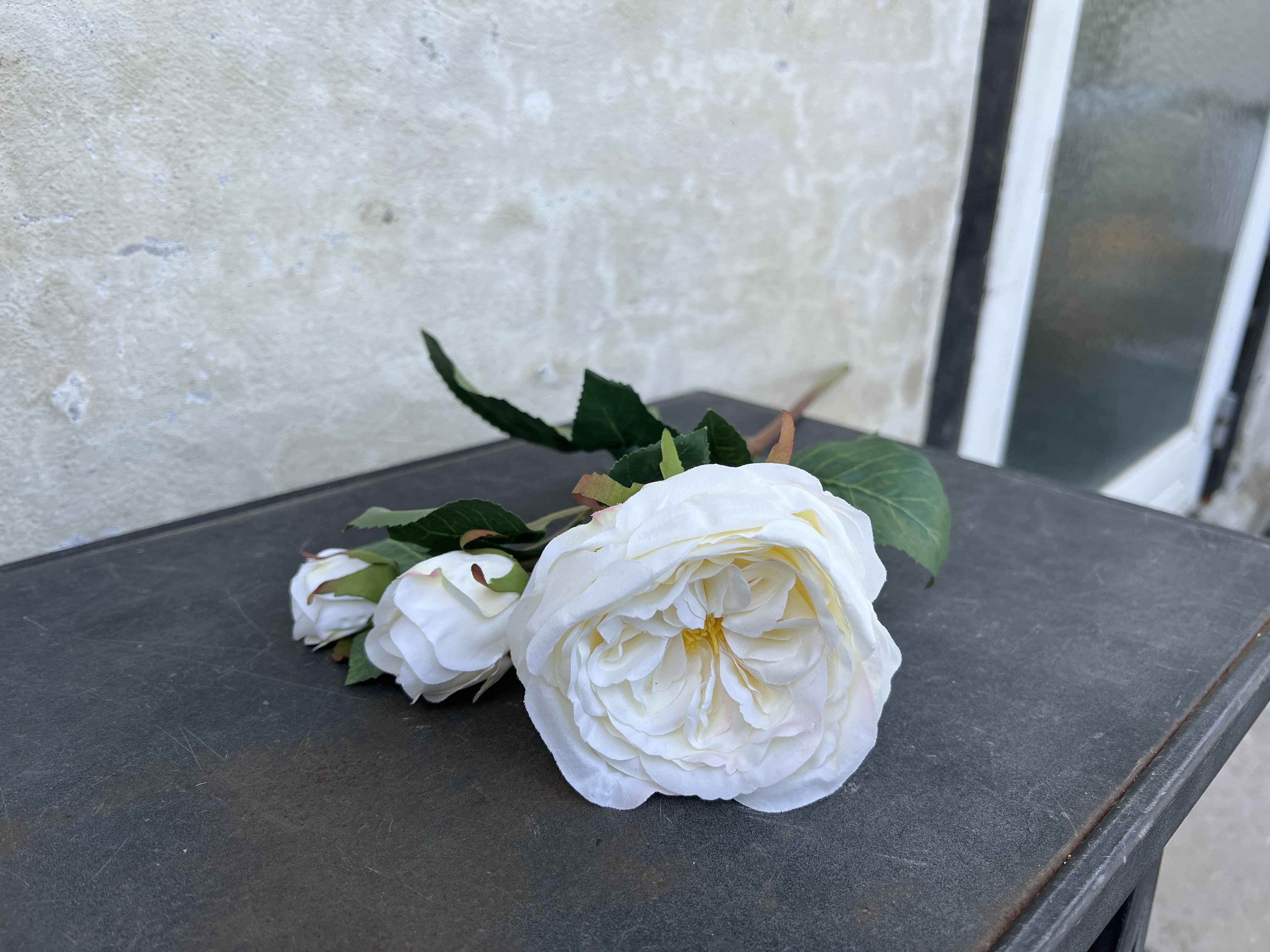 Chic Antique, Fleur Rose, H58 cm, hvid