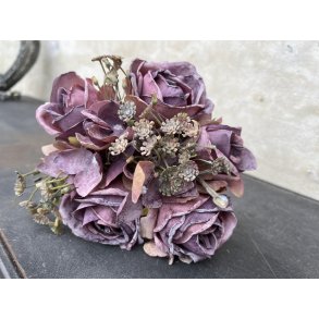 DEKO FLORALE, Kunstig buket med roser, lilla