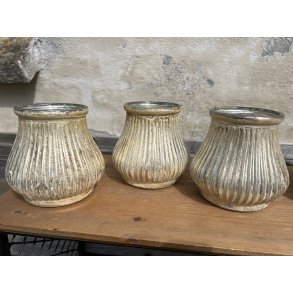 Chic Antique, Fyrfadsstage med guld, riller, antique guld