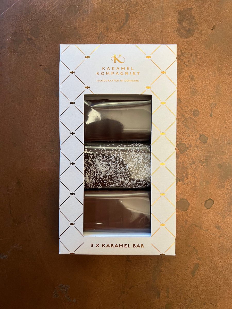 Karamel Kompagniet, Karamelbar i gaveske, 3 stk.