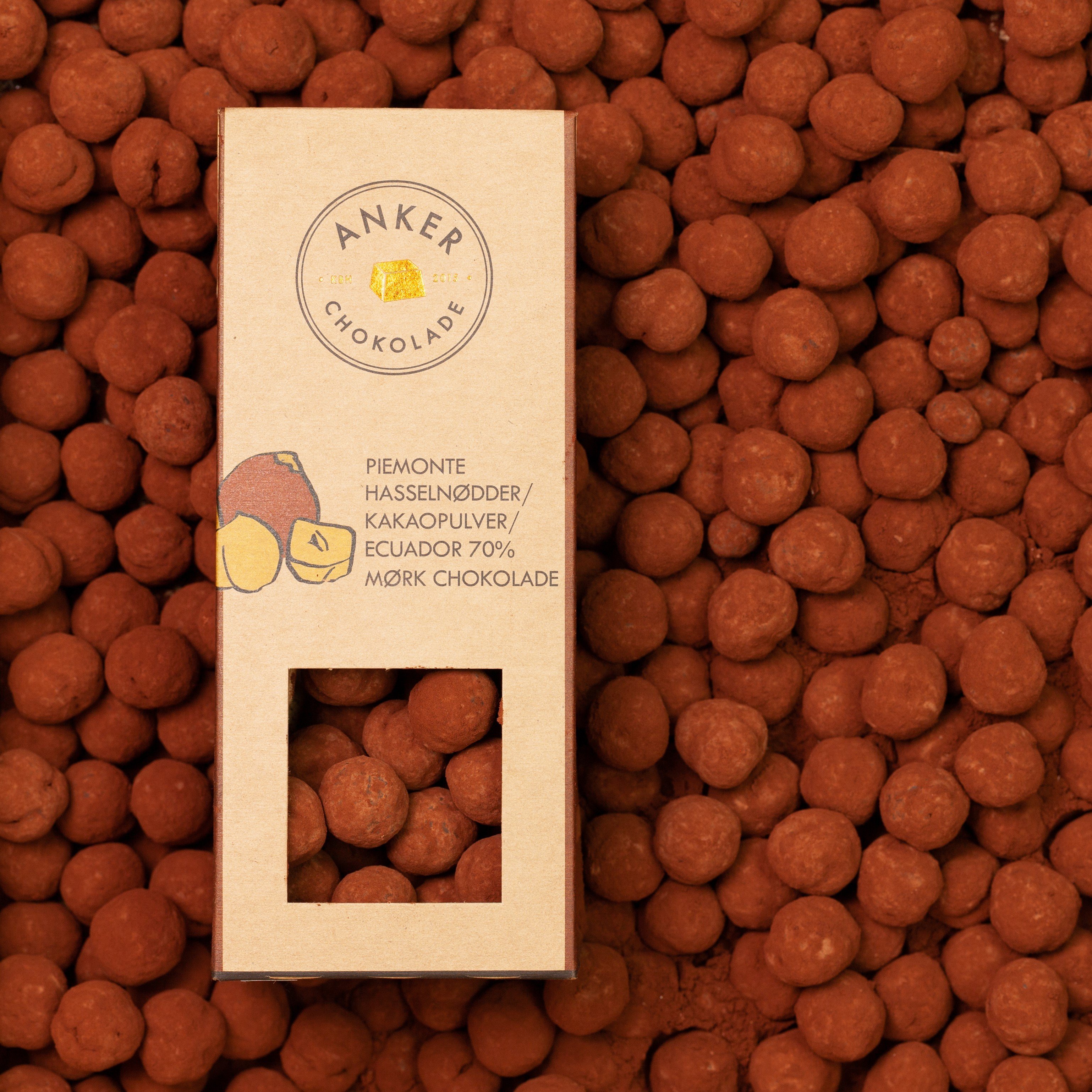 Anker Chokolade, Piemonte hasselndder med kakaopulver og 70 % mrk chokolade