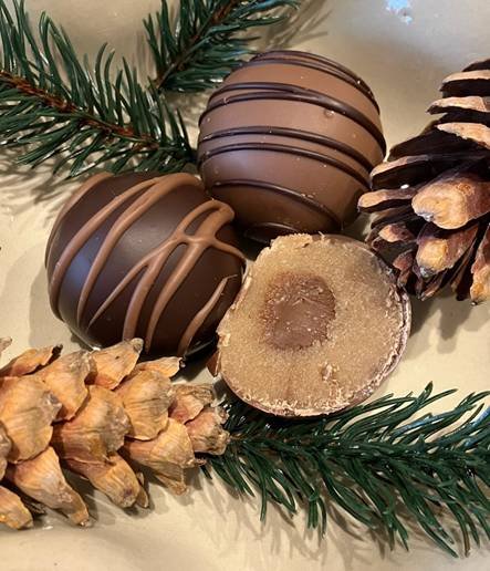 Trfleriet i Thy, Marcipankugler med nougat, mrk striber